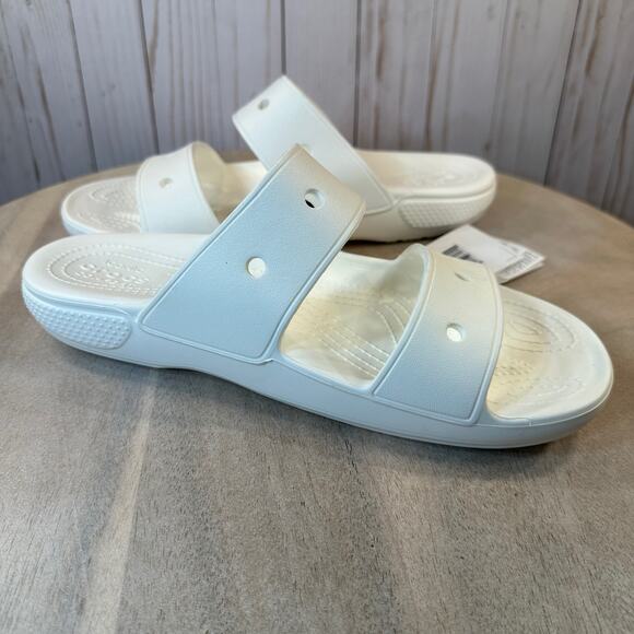 Crocs Classic Mens Slides Size 9 Womens 11 Slip On Sandals White 206761-100 NEW - Picture 6 of 14